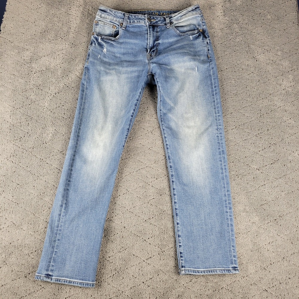 American Eagle Jeans Mens 32x30 Blue Original Straight Medium Wash Stretch Denim